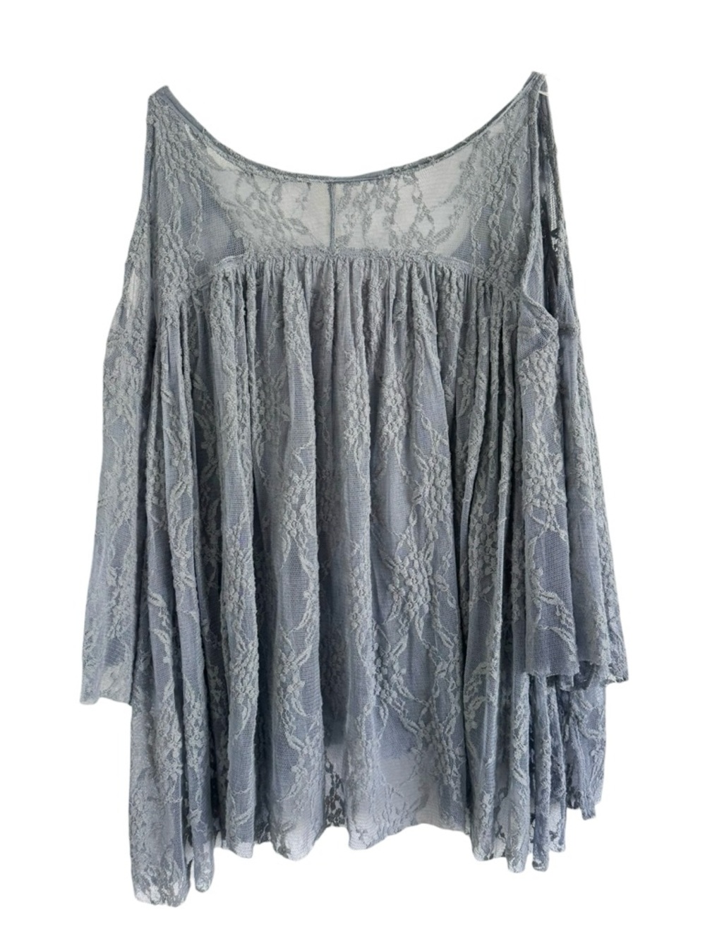 FREE PEOPLE LOST IN AUSTIN GREY BLUE ROMANTIC LACE TOP SZ M NWT - Picture 3 of 4